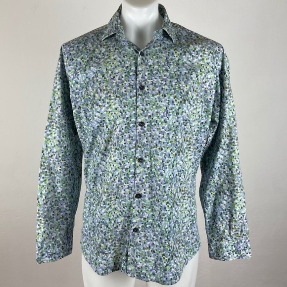 Jared Lang Pastel Watermark Regular Fit Long Sleeve Shirt Size L - Picture 1 of 13